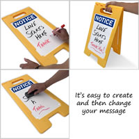 Change your message on you’re a-frame sign easily, using dry erase markers