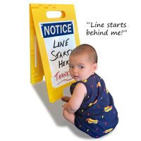 Dry erase portable a-frame can be used to give any message, including humorous ones!