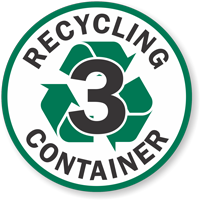Recycling Container 3 Floor Sign & Label Kit