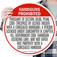 Concealed Carry Of Handguns Prohibited Sign