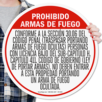 Concealed Carry Of Handguns Prohibited Sign