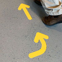 Left arrow marker for floor