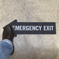 Emergency Exit, Thin Arrow SlipSafe™ Floor Sign