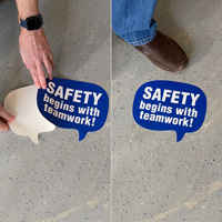 Safety begins with teamwork floor decal