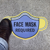 Mask Shaped - Face Mask Required SlipSafe™ Floor Sign
