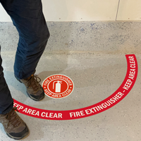 Do not block fire extinguisher floor sign kit