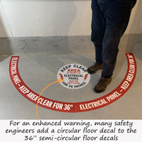 Order both a circular and these arc signs to make an effective electrical panel floor sign kit