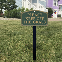 Keep Off Grass Statement Plaque With Stake