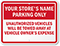 Custom Reserved Parking, Vehicles Towed Away Sign