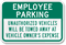 Employee Parking Unauthorized Vehicles Will Be Towed Sign