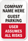 Custom Guest Parking, User Assumes All Risks Sign