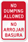 No Dumping Bilingual Sign