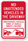 No Unattended Vehicles In Driveway, Unauthorized Towed Sign