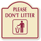 Please Don't Litter Sign(trash receptacle symbol)
