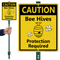 Caution Bee Hives Protection Required Lawnboss Sign