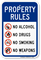 No Alcohol Drugs Smoking Weapons Property Rules Sign