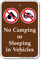 No Camping Or Sleeping In Vehicles Sign