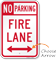 No Parking Fire Lane Sign with Arrow