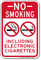 No Smoking, Including Electronic Cigarettes Sign with , Vertical