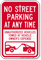 No Street Parking At Any Time Sign
