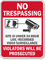 Site Under Video Surveillance No Trespassing Sign
