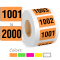 1001-2000 Color Coded Sequentially Pre-Numbered Labels Roll