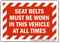 Seat Belt Must Be Worn All Times Label