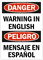 Customizable Danger Sign With Bilingual Text