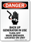 Back Up Generator In Use ANSI Danger Sign