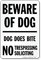 Beware Of Dog No Trespassing Soliciting Sign
