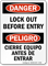 Lock Out Before Entry Bilingual Sign