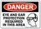 Eye Ear Protection Required In Area Danger Sign