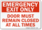 Emergency Exit Door Must Remain Closed Sign