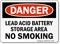 Lead Acid Battery Storage Area Danger Sign