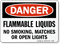 Flammable Liquids No Smoking, Matches, Open Lights Sign