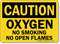 Caution Oxygen No Smoking Flames Sign