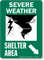 Severe Weather Shelter Area Down Right Arrow Sign