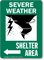 Severe Weather Shelter Area Left Arrow Sign