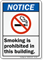Smoking Prohibited In Building Notice Sign