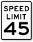 45 Speed Limit Road Traffic Sign